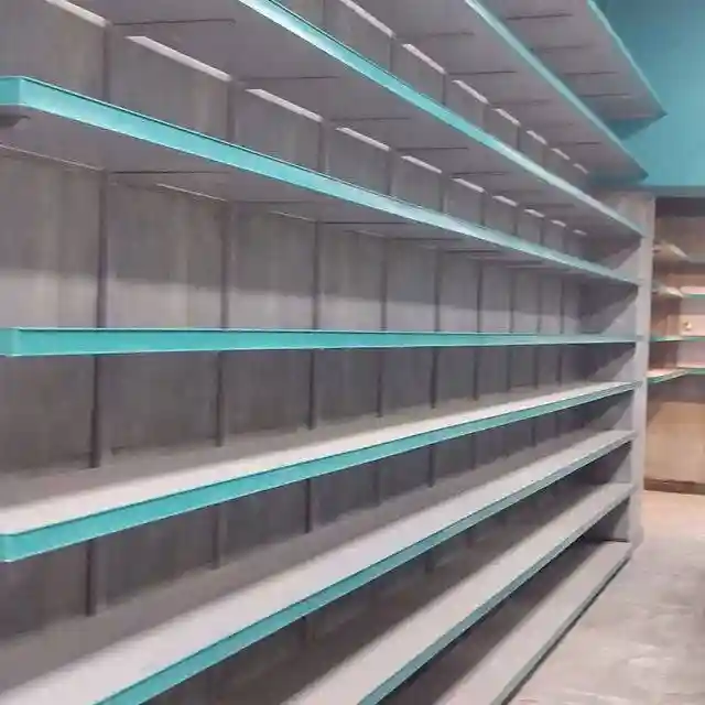 نمونه قفسه دیواری سوپرمارکت با طراحی MDF و آهن